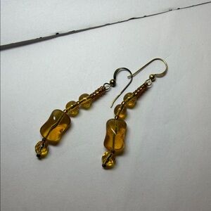 Amber Gold Dangle Earrings